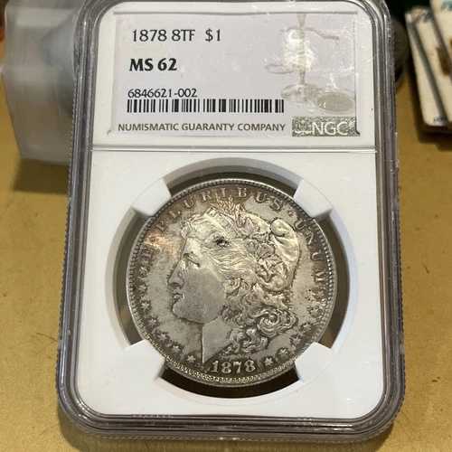 1878 8 TF モーガン シルバー ダラー NGC MS 62 素晴らしいオリジナル コイン !!!!!