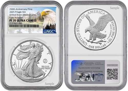 2025 P シルバーイーグル S$1 米海兵隊 NGC PF70 UC アーリーリリース #1843