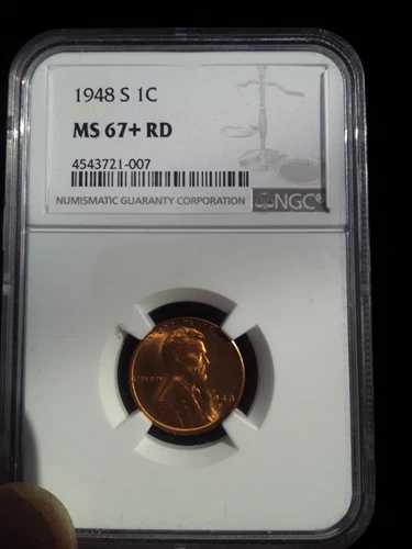 1948年頃 1セント リンカーン ペニー、MS 67+RD、$1380 NGC 価格ガイド