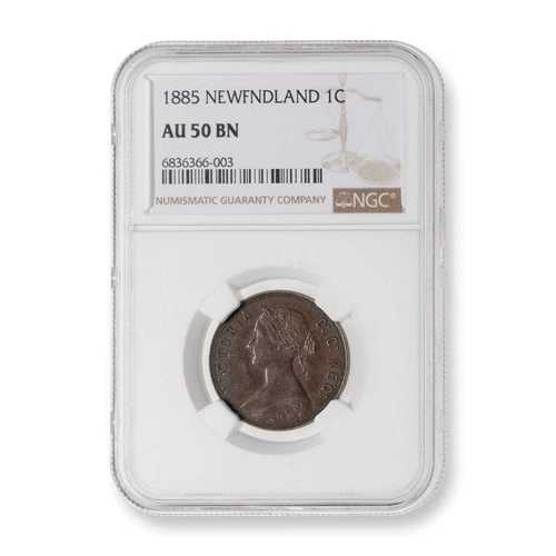 NFLD 1セント 1885 ブラウン NGC AU-50