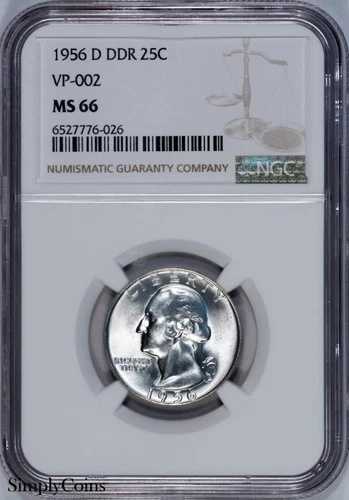 1956-D DDR VP-002 ワシントンクォーター NGC MS66 トップポップ US シルバーコイン