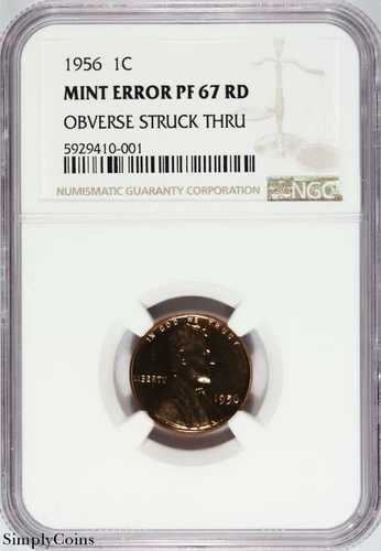 1956年 プルーフ リンカーン ウィート ペニー NGC PF67 表面が貫通 PR67