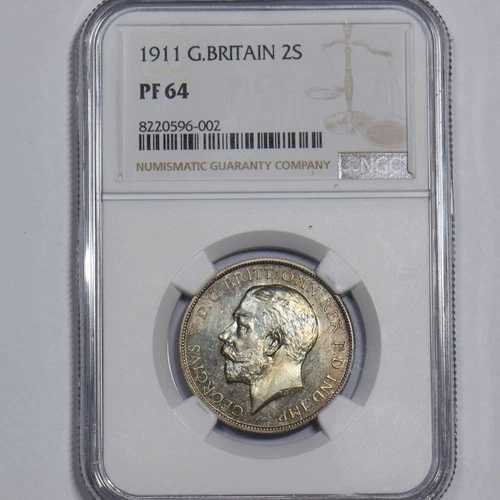 1911年プルーフフローリン（NGC PF 64） - ジョージ5世英国銀貨 - 素晴らしい