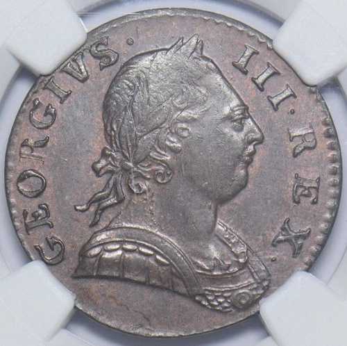 1774年ハーフペニー(NGC MS 61 BN) - ジョージ3世英国銅貨 - 素晴らしい