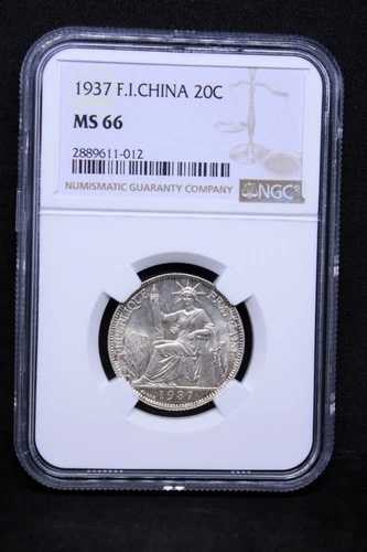 フランス領インドシナ。20セント、1937年。パリ造幣局。KM-17.2。NGC MS66 UNC