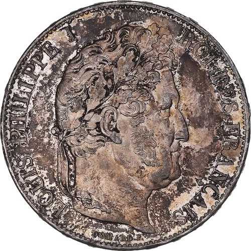 [#848723] コイン、フランス、ルイ・フィリップ、5フラン、1845年、パリ、MS(60-62)、銀