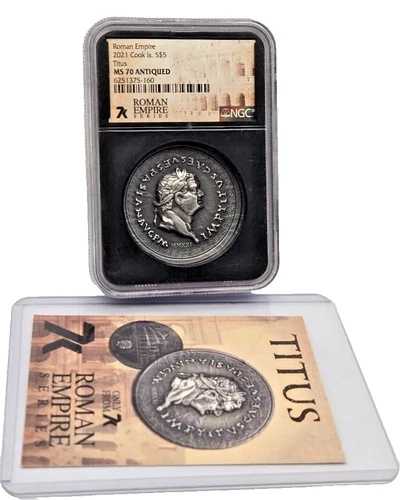 2021年 1オンス シルバー ローマ帝国シリーズ タイタス NGC MS 70 7K クック島 $5
