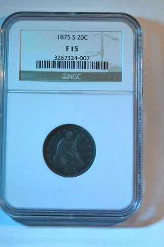 1875-S 20セント硬貨 NGC認定品 - 15 優れたキー日付コイン!! #43