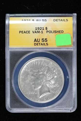 1921年ピースダラー ノーマルダイ ANACS AU 55 詳細研磨済み VAM-1 3AWQ