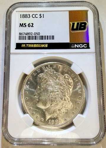 1883年-CC モーガン・カーソンシティ銀貨（ウルトラブレイクス・ゴールドラッシュ・ラベル MS 62）