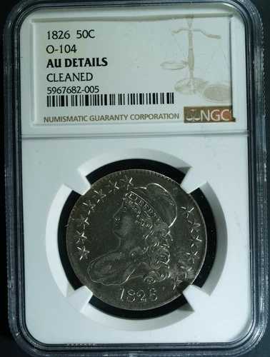 1826年 胸像ハーフドル - O-104 - AUディテール（軽くクリーニング済み）（NGC）stk#2005