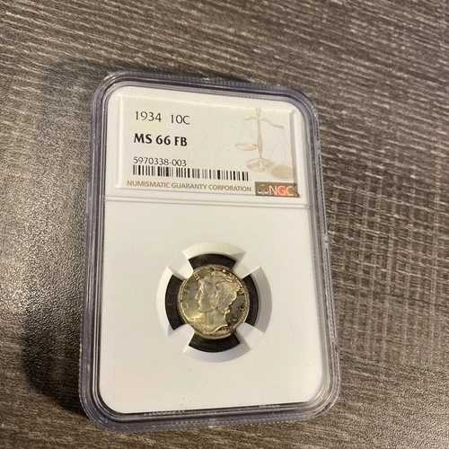 1934 P NGC MS66+FB マーキュリーダイム 10セント 米国造幣局 コイン シルバー 1934-P MS-66 FB CAC