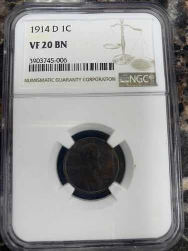 1914-D リンカーン・ウィート・セント NGC VF 20 BN - キーデート~少量発行