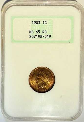 1903年 インディアンヘッド セント 1セント NGC MS65 RB ??ライムグリーン ファッティ NGC ホルダー??