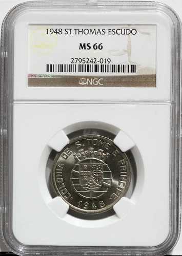 セント・トーマス＆プリンス - 1948年 1 エスクード フラッシー NGC MS 66
