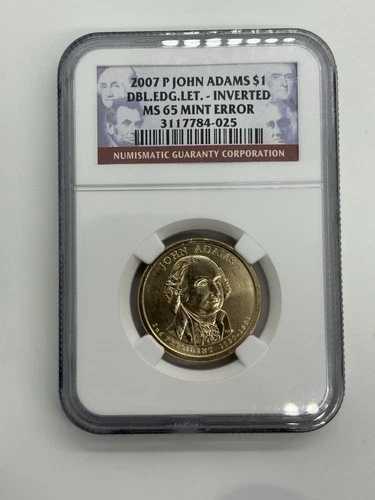 2007-P ジョン・アダムズ・ドル 1ドル 両面エッジレタリング 反転 NGC MS65 3117784-025