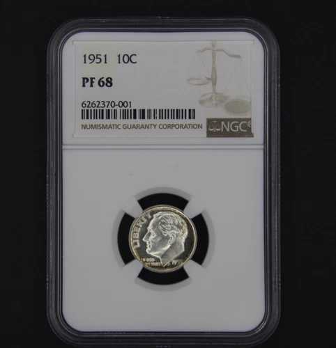 1951年 ルーズベルト シルバーダイム NGC PF68、530枚入り、マイルドトーン*送料無料*