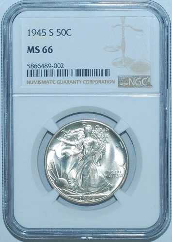 1945 S NGC MS66 ウォーキング・リバティ・ハーフダラー