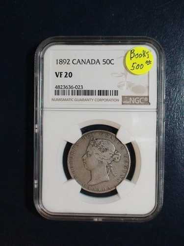 1892年カナダ ハーフ ドル NGC VF20 より良い日付のシルバー 50C コイン、販売価格!