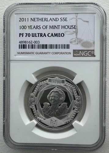 NGC PF70 オランダ 2011年 ミントハウス100周年記念 銀貨 5ユーロ