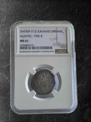 RAREAH709-713 シルバー イルハン朝 ディルハム ウルジャイトゥ タイプ B NGC-MS61 中世コイン｜WORLD RESOURCE【QUEEN店】