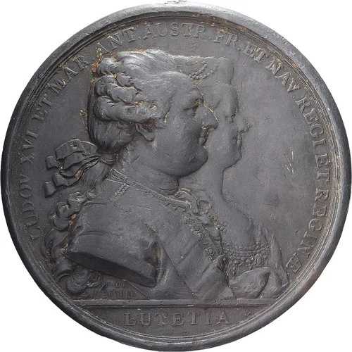 [#1509424] フランス、メダル、ルイ16世とマリー・アントワネット、1782年、鉛、ユニフェイスパターン