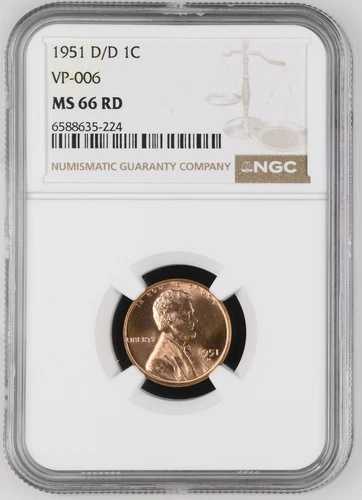 1951年 D/D リンカーン ウィート セント NGC MS-66 RD VP-006｜WORLD RESOURCE【QUEEN店】