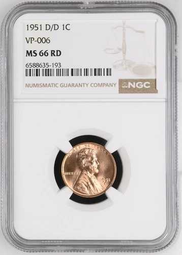 1951年 D/D リンカーン ウィート セント NGC MS-66 RD VP-006｜WORLD RESOURCE【QUEEN店】