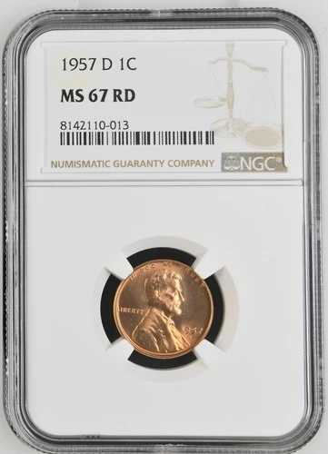 1957 D リンカーン ウィート セント NGC MS-67 RD