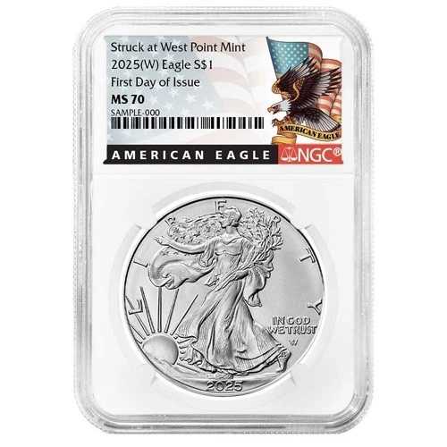 2025年 (W) $1 1オンス アメリカン シルバー イーグル NGC MS70 FDI ブラックラベル
