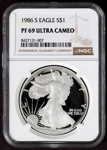 1986-S NGC PF69 ウルトラカメオ アメリカンシルバーイーグルプルーフ $1 PF69UC