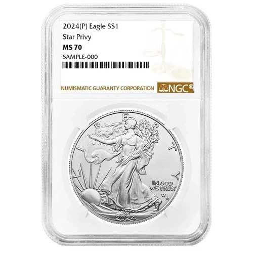 2024-P シルバー アメリカンイーグル プルーフ スター プライヴィ - NGC MS70 ウルトラカメオ