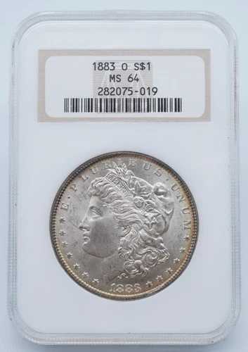 1883年 O モルガン銀貨 NGC MS 64 オールド・ファッティ・ホルダー レインボー Rev - U1939