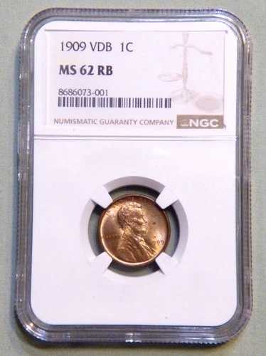1909年 VDB 米国リンカーン小麦ペニー NGCグレード MS 62 RB - ロット1392