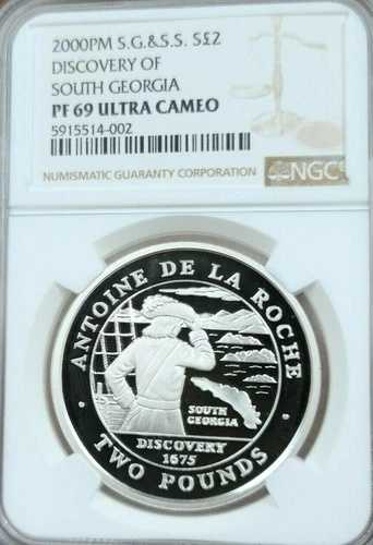2000年 サウスジョージア＆サンドイッチ諸島 シルバー 2ポンド NGC PF 69 ウルトラカメオトップ