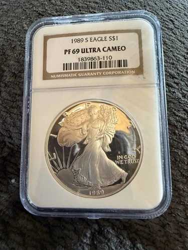 1989-S 1ドル アメリカン シルバー イーグル コイン NGC PF69 ウルトラ カメオ ブラウン ラベル