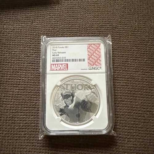 2018年ツバル トール 1オンス .9999 シルバーコイン アーリーリリース NGC MS 69 マーベルラベル