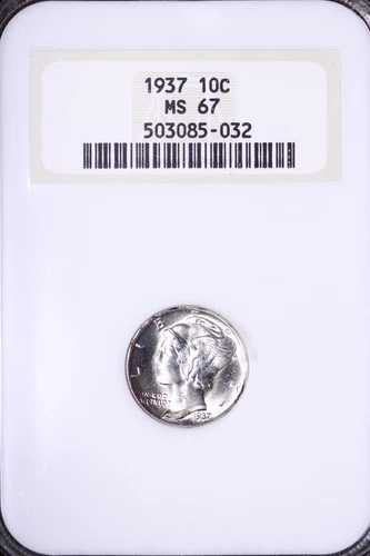 GEM++ BU 1937年 マーキュリーダイム NGC MS67 ブレザー ビッグファット ファッティホルダー SLM