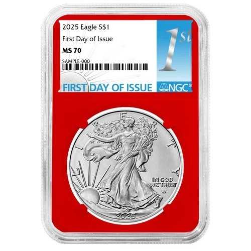 2025年 1ドル アメリカン シルバー イーグル NGC MS70 FDI ファーストラベル レッドコア