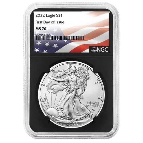 2022年 1ドル アメリカン シルバー イーグル NGC MS70 FDI フラッグ ラベル レトロ コア