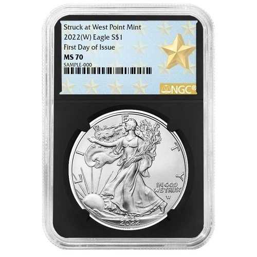 2022年 (W) $1 アメリカン シルバー イーグル NGC MS70 FDI ウェストポイント スターラベル レトロコア
