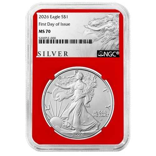 2026年 1ドル 1オンス アメリカンシルバーイーグル NGC MS70 FDI ALSラベル レッドコア