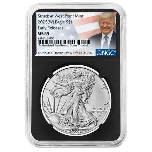 2025年 1ドル 1オンス アメリカンシルバーイーグル NGC MS69 ER トランプラベル レトロコア
