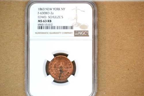 ニューヨーク。1863年、エドワード・シュルツ作。Fuld-630BO-2a。NGC MS-63 RB 49,500円