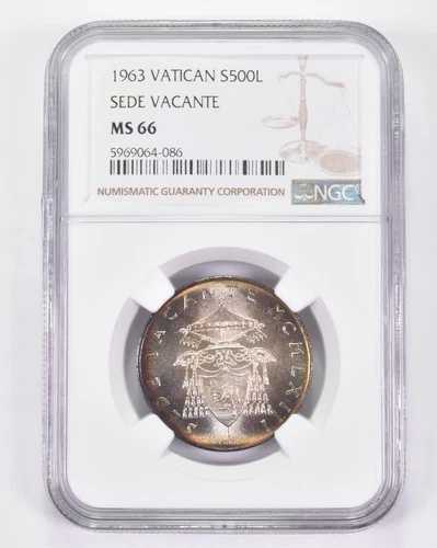 MS66 1963年 バチカン 500リラ銀貨 - 空室あり - トーンあり！ NGC *8965 49,500円