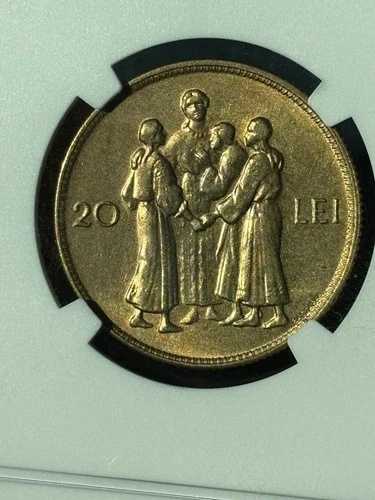 ルーマニア 20 レイ 1930 (ロンドン)、ミハイ I、王立造幣局、NGC AU 58