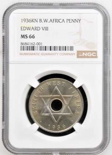 1936 KNBritish West Africa 1 Penny, Norton Mint, NGC MS 66, KM-16, Nigeria 001