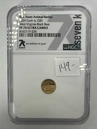 2024年 クック諸島 5ドルゴールド ステートアニマルシリーズ W バージニアベア PF ウルトラカメオ NGC 49,500円