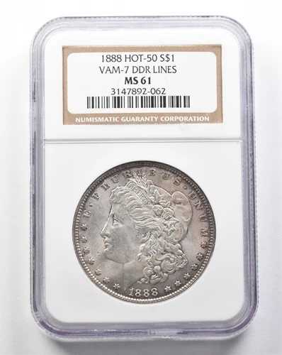 1888年 モルガン銀貨 VAM-7 DDRライン ホット50 MS61 NGC *8375