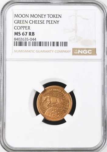 (1969)「グリーンチーズペニー」ムーンマネーバラエティトークン - MS67 RB NGC - アポロ11号